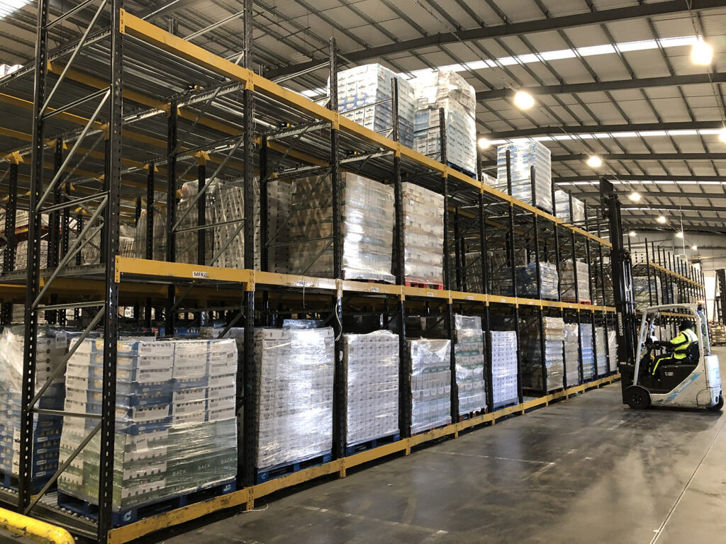 Large chilled food warehouse featuring pallet racking and storage optimisation solution installed by Qubestor in Cambridgeshire.